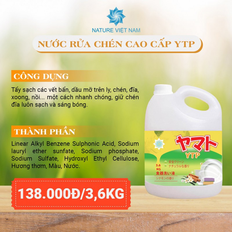 NƯỚC RỬA CHÉN YTP HƯƠNG QUẾ - HƯƠNG CHANH 450ML 1L 3.6KG