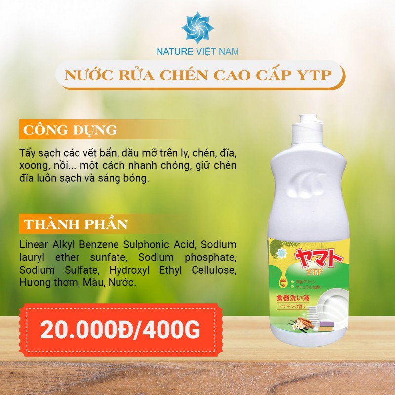 NƯỚC RỬA CHÉN YTP HƯƠNG QUẾ - HƯƠNG CHANH 450ML 1L 3.6KG
