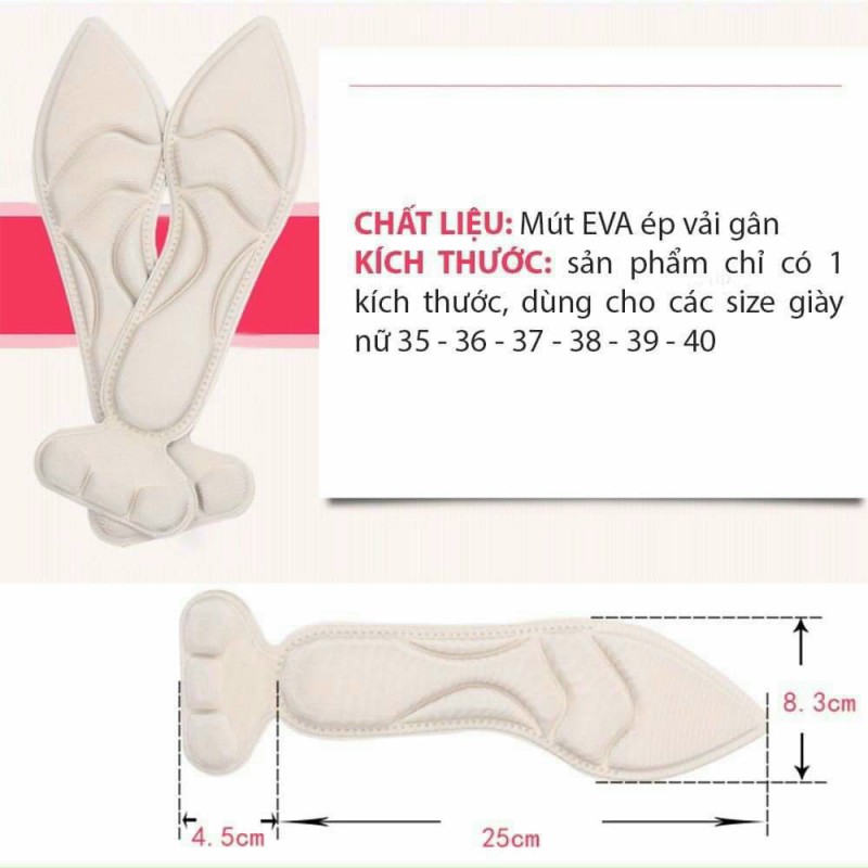 CẶP LÓT GIÀY CAO GÓT MASSAGE ÊM CHÂN