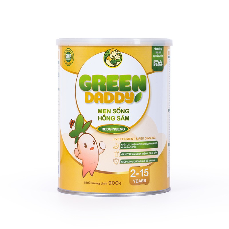 Sữa Green Daddy, Sữa men sống hồng sâm vinanutrifood hỗ trợ phát triển toàn diện về ăn uống, tiêu hóa, cân nặng, chiều cao trẻ 2-15 tuổi hộp 400g