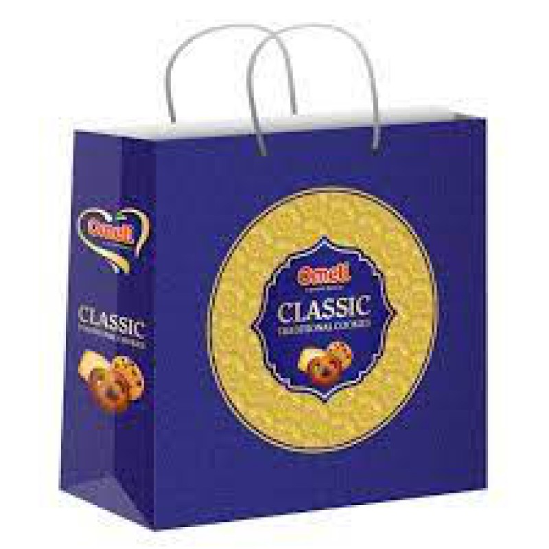 Bánh Cookies Omeli Classic màu xanh - Hộp thiếc tròn 362g