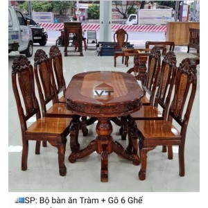 BỘ  BÀN ĂN TRÀM + GÕ ( 6 GHẾ )