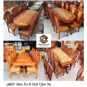 BÀN ĂN 8 GHẾ CĂM XE