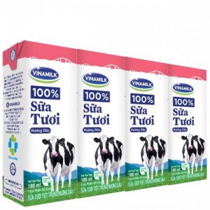 Thùng 48 Hộp Sữa tươi tiệt trùng Vinamilk 100% hương dâu 180ml