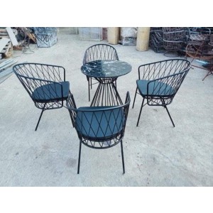 Bộ bàn + 4 ghế thép Sơn tĩnh điện + nệm lót(free ship)