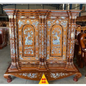 TỦ THỜ CĂM XE MẶT GÕ ĐỎ 9 TRỤ