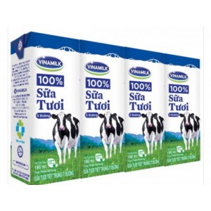 Thùng 48 Hộp Sữa tươi tiệt trùng Vinamilk 100% Ít Đường 180ml