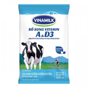 10 Bịch Sữa tiệt trùng Vinamilk Không đường bịch 220ml