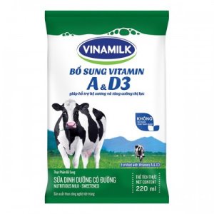 10 Bịch Sữa tiệt trùng Vinamilk Có đường bịch 220ml