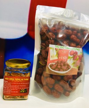 Combo táo đỏ+ nấm đông trùng sấy thăng hoa
