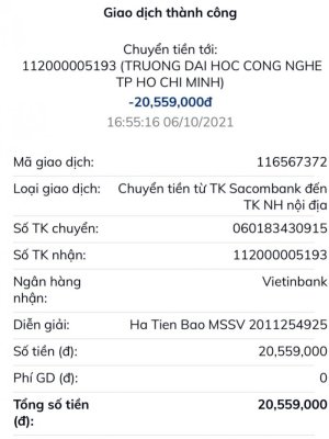 THU HỘ TIỀN HỌC MSSV BẢO 2011254925 TĐH CÔNG NGHỆ