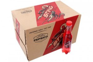 Thùng 24 chai nước tăng lực Sting hương dâu 330ml,( 1 thùng 24 chai)