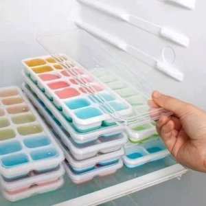 COMBO 2 KHAY ĐÁ SILICON CÓ NẮP ĐẬY