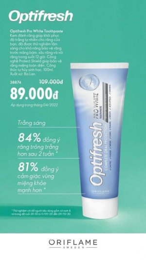KEM ĐÁNH RĂNG ORIFLAME ( THỤY ĐIỂN )