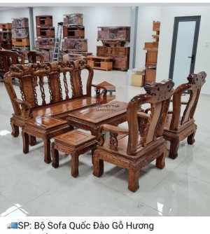 BỘ SOFA QUỐC ĐÀO GỖ HƯƠNG