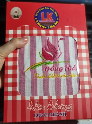 Khăn rằn Nam Bộ -  Loại quà tặng đặc biệt -  thêu bông sen - 6 tất