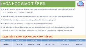 KHÓA HỌC GIAO TIẾP ESL