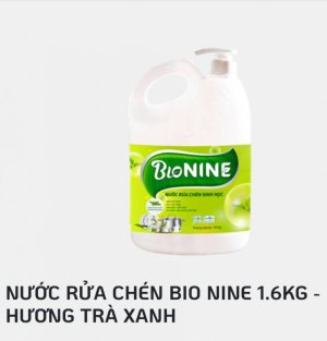 Nước rửa chén BIO- NINE - 1,6KG- Hương Trà Xanh