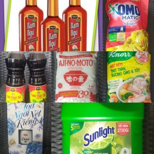 COMBO  nước mắm, nươc tương, omo.....