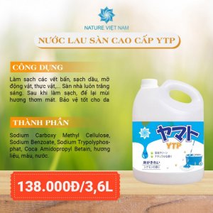NƯỚC LAU SÀN SINH HỌC YTP 3.6KG. HƯƠNG QUẾ. SẢ CHANH