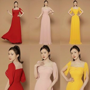 Đầm dạ hội xoè kết pha lê tay xẻ